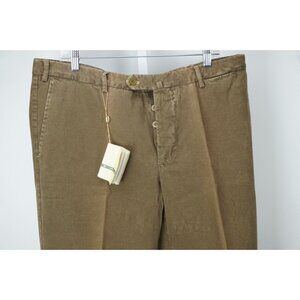 Luigi Borrelli Medium Brown Cotton Pants Sz 56 NEW